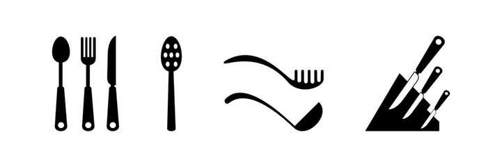 Kitchen Utensils Silhouette Vector
