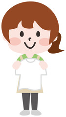 Obraz premium エプロンをつけて家事をする女性