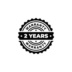 Two years warranty stamp label vector