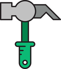 claw hammer tool icon illustration