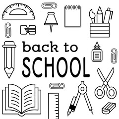 Set Education icons. Stationary outline on white background. All stationary Items. Stationaries icon vector.
