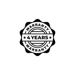Four years warranty stamp label vector