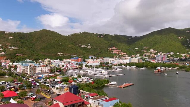 Aerial showing port of Tortola,, British Virgin Islands