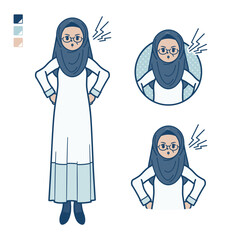 シニアのアラビア人女性が怒っているイラスト