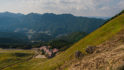 view from the top of the mountain in Japan