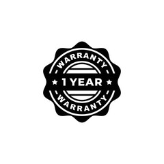 One year warranty stamp label vector