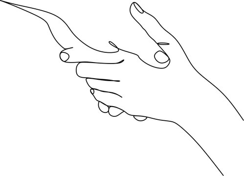 Two people agree and shake hands one contiguous line vector illustration