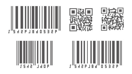 ２次元バーコード・QRコード　ベクターイラスト素材のセット　ダミー
