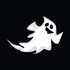 Ghost Logo Design, Halloween Icon, Halloween Costume Illustration, Celebration Banner Template