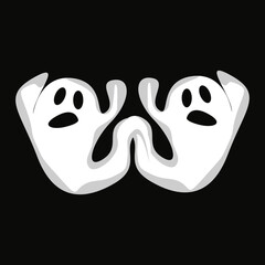 Ghost Logo Design, Halloween Icon, Halloween Costume Illustration, Celebration Banner Template