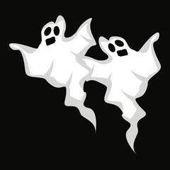 Ghost Logo Design, Halloween Icon, Halloween Costume Illustration, Celebration Banner Template