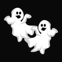 Ghost Logo Design, Halloween Icon, Halloween Costume Illustration, Celebration Banner Template