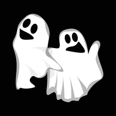 Ghost Logo Design, Halloween Icon, Halloween Costume Illustration, Celebration Banner Template