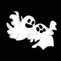 Ghost Logo Design, Halloween Icon, Halloween Costume Illustration, Celebration Banner Template