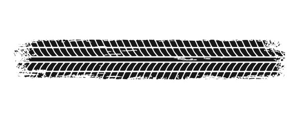 Auto tire tread grunge element. Car and motorcycle tire pattern, wheel tyre tread track. Black tyre print. Vector illustration isolated on white background. © Elena Pimukova