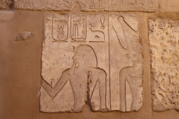 Fototapeta na wymiar Ancient egyptian carvings at Satet temple on Elephantine island in Aswan, Egypt