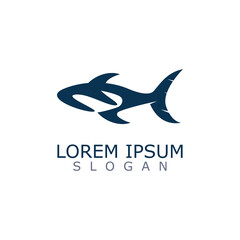 Shark Logo animal sea design icon vector silhouette template
