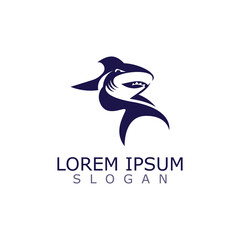 Shark Logo animal sea design icon vector silhouette template