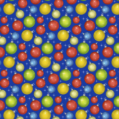 Pattern. Vector illustration of chains of colorful accessories for Christmas.
 Holiday card, vector illustration. Print, design, banner.