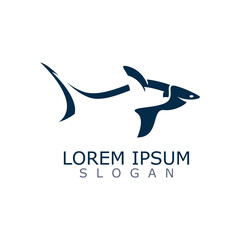 Shark Logo animal sea design icon vector silhouette template