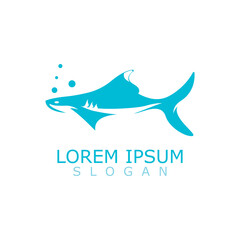 Shark Logo animal sea design icon vector silhouette template
