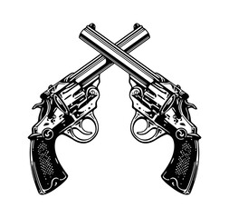 twin crossed revolvers pistols black and white
