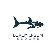 Shark Logo animal sea design icon vector silhouette template