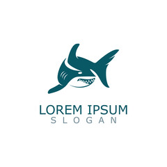 Shark Logo animal sea design icon vector silhouette template
