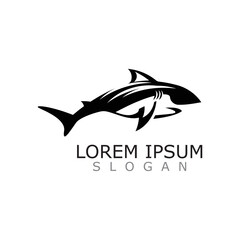 Shark Logo animal sea design icon vector silhouette template