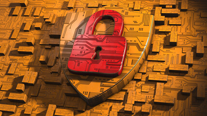 Online cybersecurity, conceptual illustration