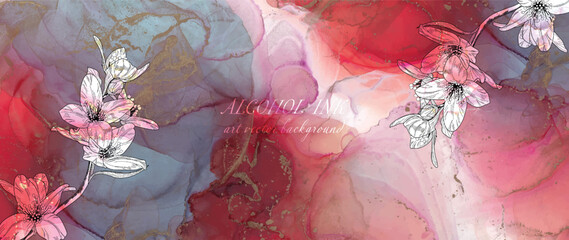 Modern creative design,  background marble texture. Alcohol ink. vector.