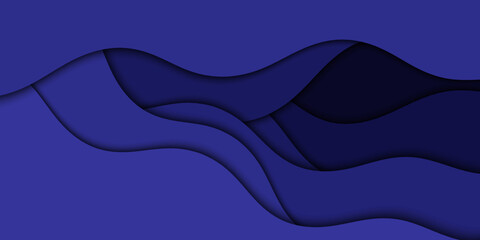 Background with blue waves. Abstract wavy blue paper background.