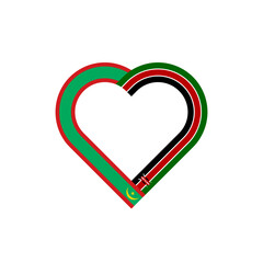 friendship concept. heart ribbon icon of mauritania and kenya flags. vector illustration isolated on white background