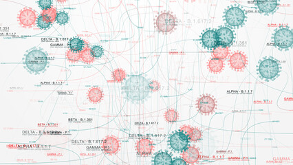 Covid-19 virus variant outbreaks, conceptual illustration