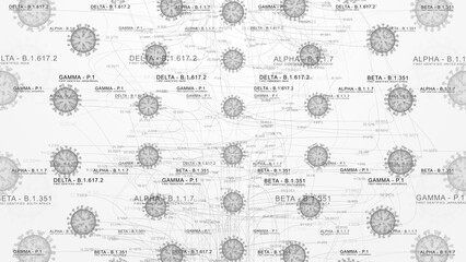 Covid-19 virus variant outbreaks, conceptual illustration