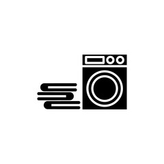 Black Washer icon isolated on white background. Washing machine icon