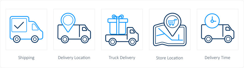 Obraz premium icons such as shipping, delivery location