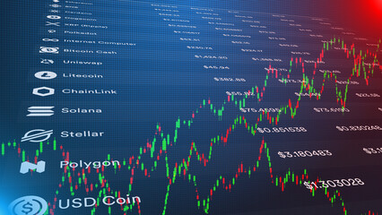 Cryptocurrency digital currency exchange, illustration