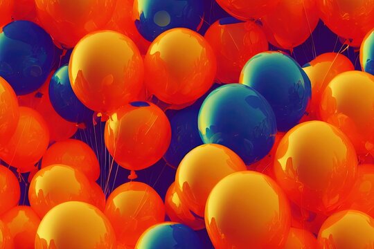 Orange Balloons Seamless Texture Pattern Tiled Repeatable Tessellation Background Image © DigitalFury