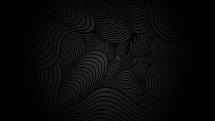 3D modern wave curve abstract presentation background. Lines layer background. Abstract decoration, pattern, gray gradients, 3d vector illustration. Black dark background