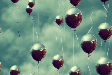 Silver Balloons Seamless Texture Pattern Tiled Repeatable Tessellation Background Image