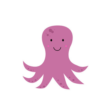 Cute Octopus Vector Illustration isolated on White