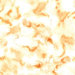 Watercolor wash seamless pattern. Abstract yellow, orange tie dye spots. Endless print for fabric, wallpaper, clothes.