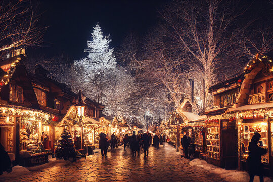 Weihnachtsmarkt in München bei Nacht
