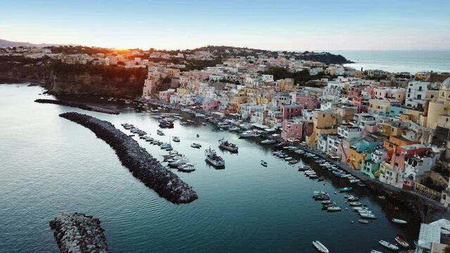 Capri island after sunset in the mediterraneo sea
