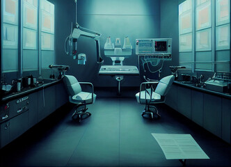 Operating room in the hospital. Medical equipment.
