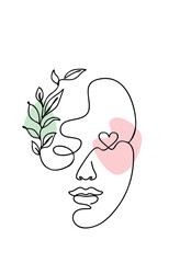 one line art vector people over flower