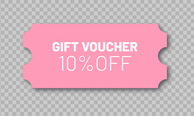 Gift voucher. Pink discount coupon
