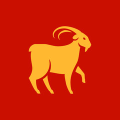 Goat Chinese New Year symbol Oriental culture traditional holiday celebration icon vector flat