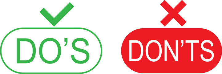 do s and don ts red and green badge - obrazy, fototapety, plakaty